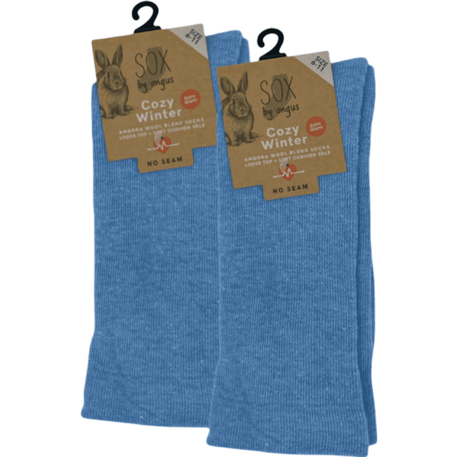 Sky Blue Angora Bliss: Seamless Cozy Socks - Pure Comfort!
