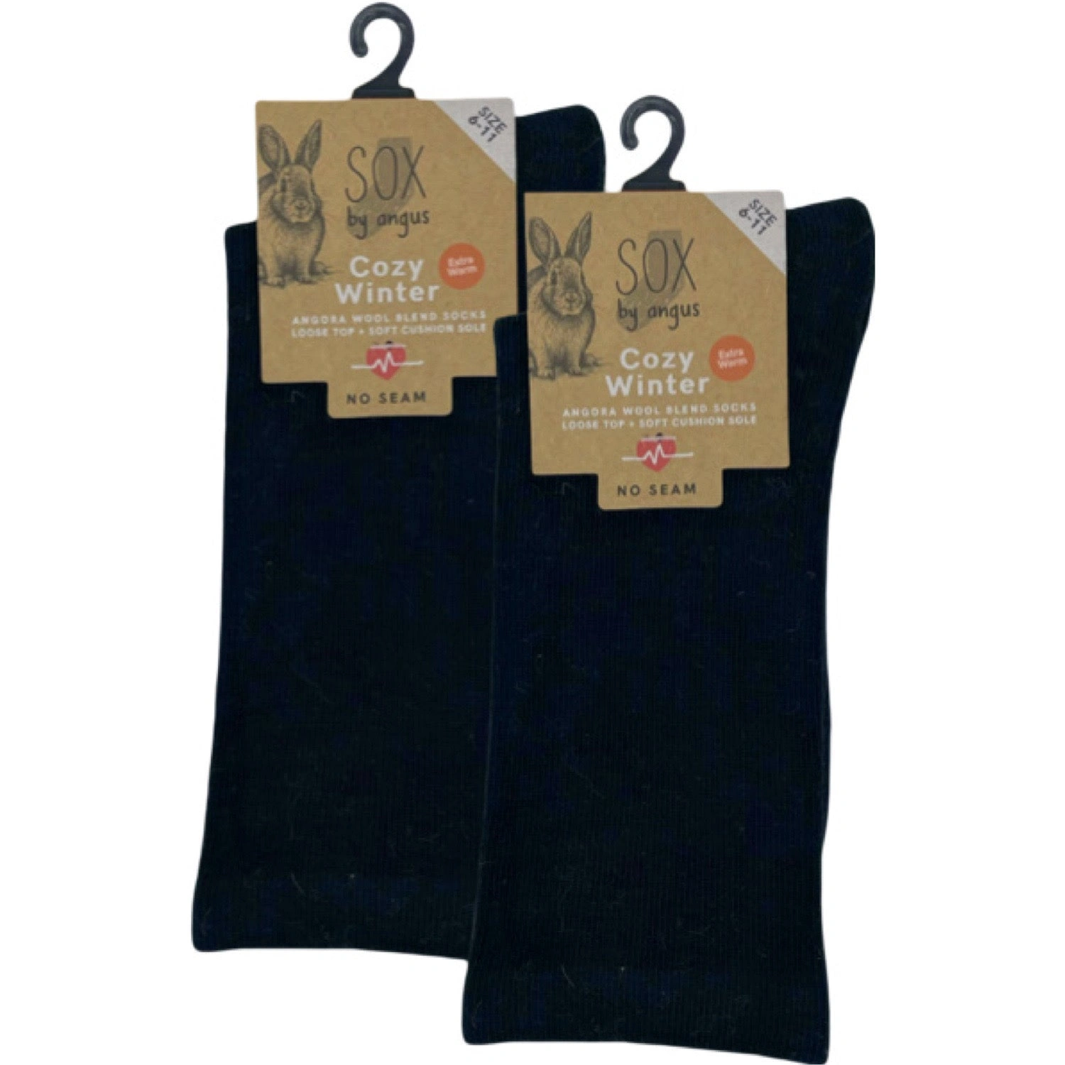 Cozy Angora Blend Socks: No Seam Comfort in Black - Ultra Soft & Loose!